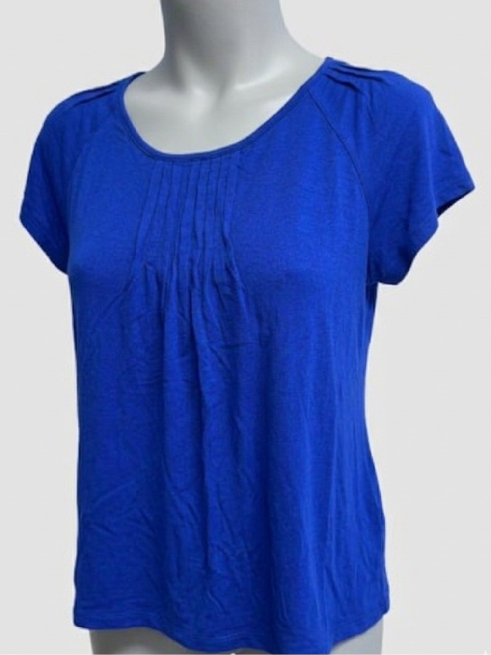 Dex Royal Blue Soft Rayon Ruched Sleeve Blouse size Large - Picture 1 of 7